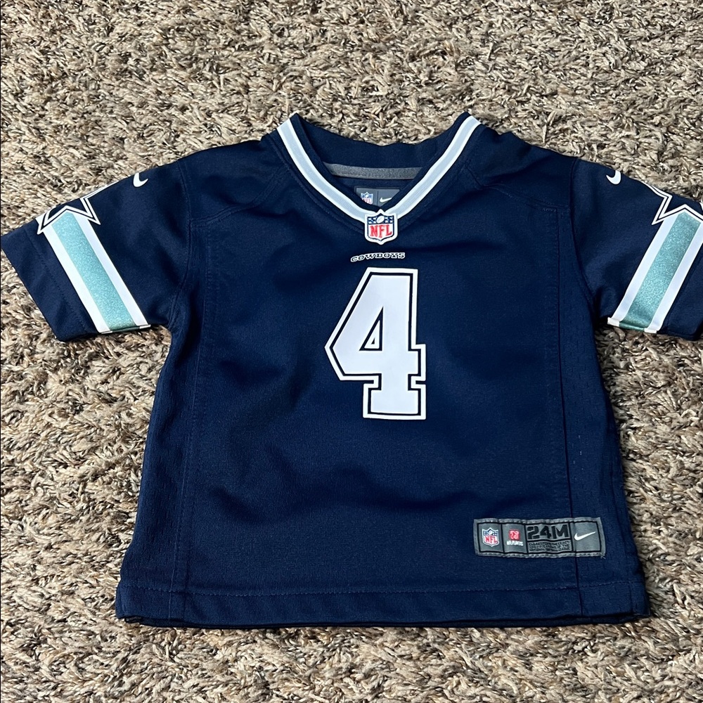 NFL Navy Dallas Cowboys #4 Toddler Jersey with White & Light Blue Accents